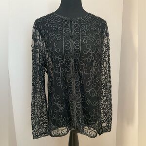 Gorgeous mesh dinner black jacket silver sparkle